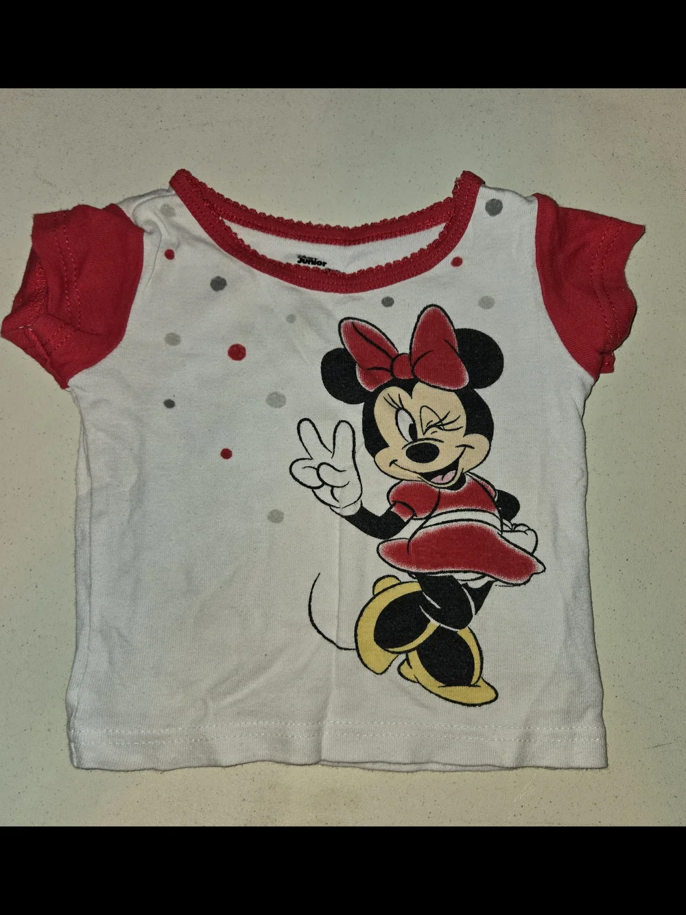 Disney Minnie Mouse White Tee with Red Accents And Pajamas Set SZ 18M